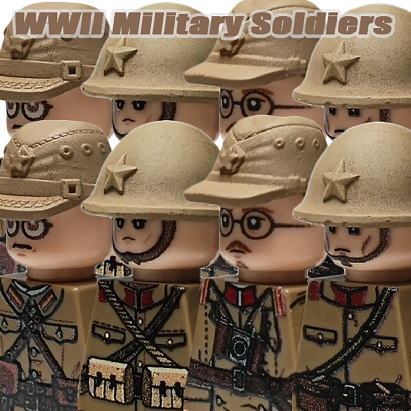 Lego Minifigure Holder - MOC WW2 Soldiers Figures Building Blocks