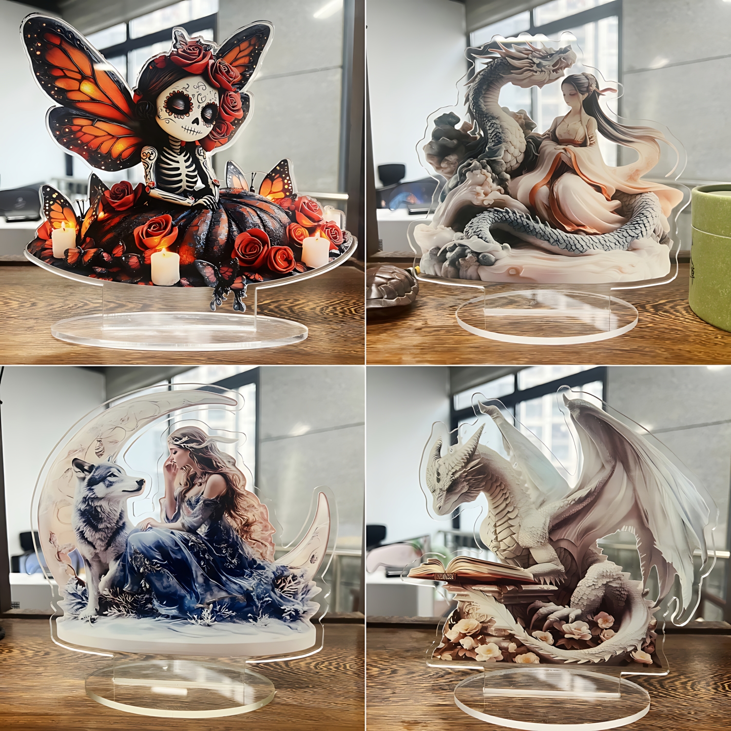 Two Tigers Statue,2D Flat Anim - Display Case Acrylic avaliação e preço