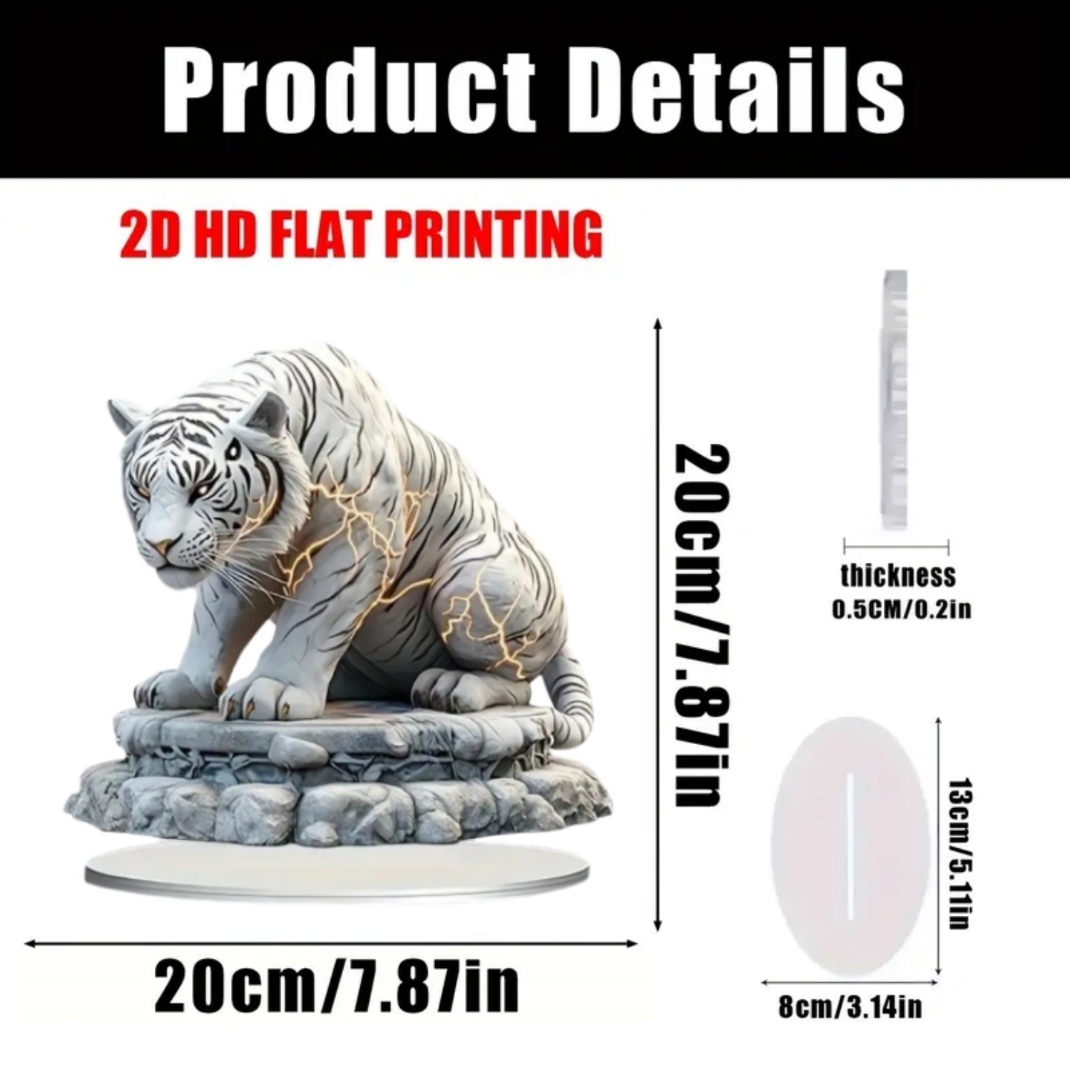 Two Tigers Statue,2D Flat Anim - Display Case Acrylic avaliação e preço