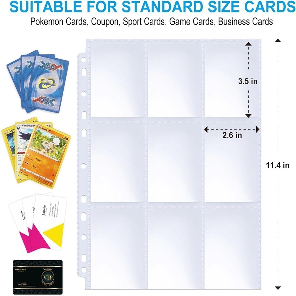 50 Sheets 9 Pocket Single Side - Trading Card Binder avaliação e preço
