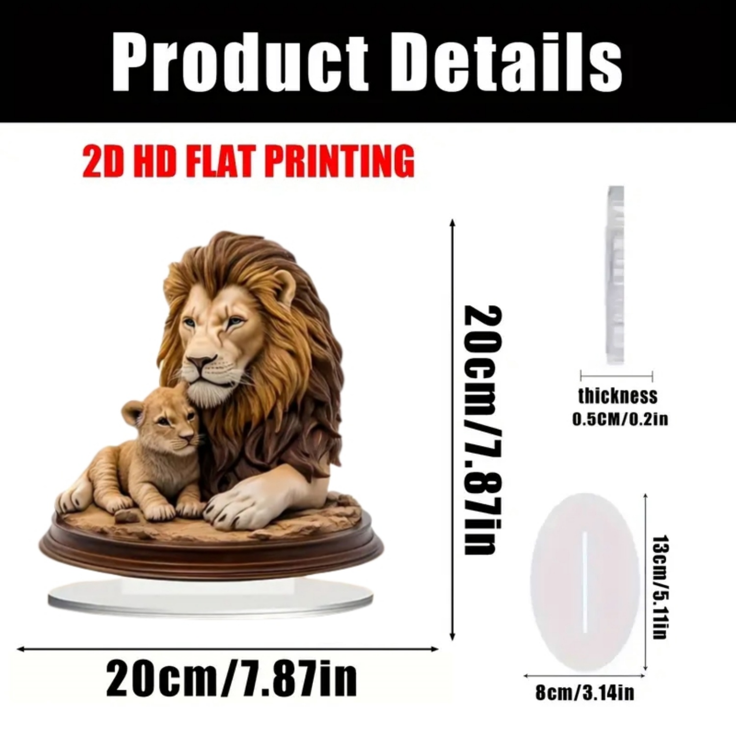 Male Lion Statue,2D Flat Anima - Display Case Acrylic avaliação e preço