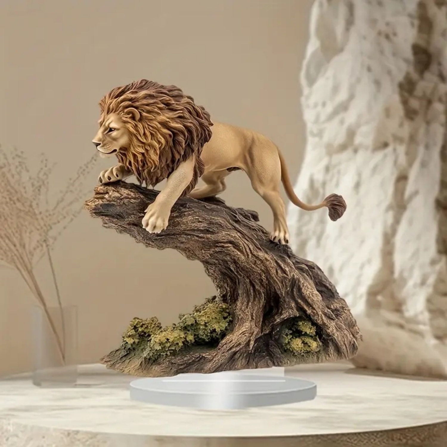 Male Lion Statue,2D Flat Anima - Display Case Acrylic avaliação e preço